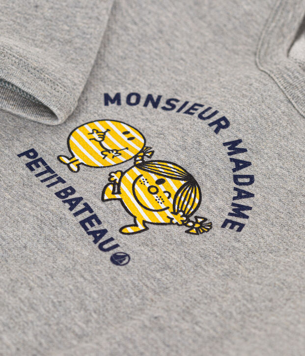 Fleece sweatshirt met Monsieur Madame-print voor baby's grijs