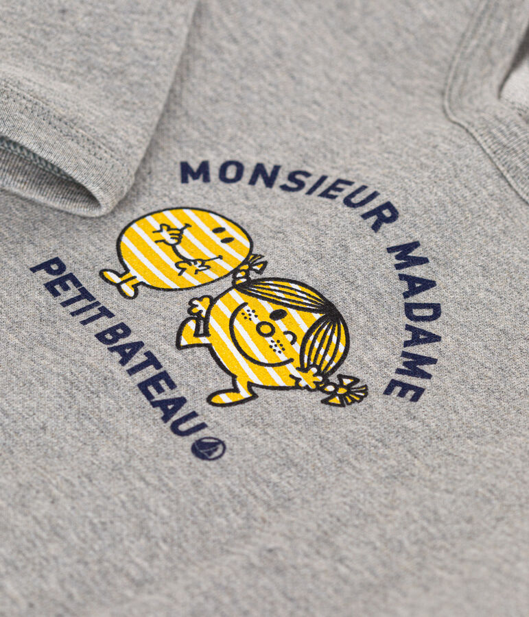 Sweatshirt Monsieur Madame en molleton b&eacute;b&eacute; gris