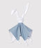 Knuffel van ribstof, de emblematische stof van Petit Bateau. blauw ACIER/wit MARSHMALLOW