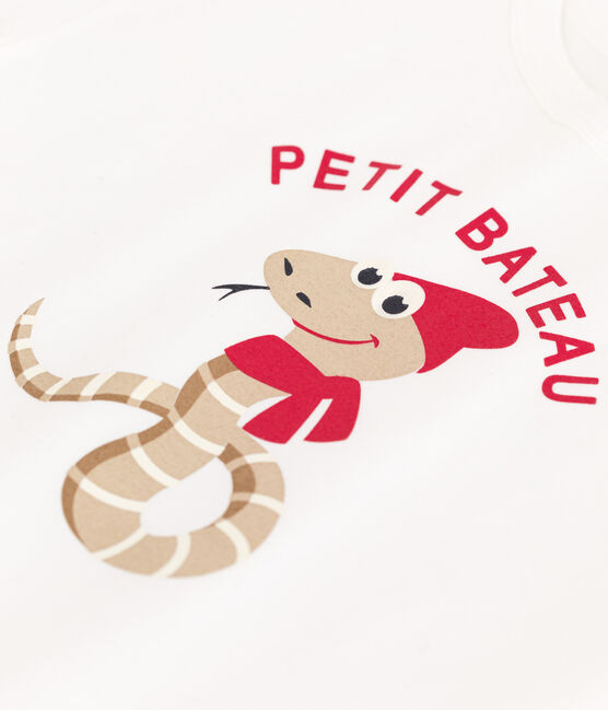 Tee-shirt manches courtes en jersey fin enfant garçon blanc MARSHMALLOW