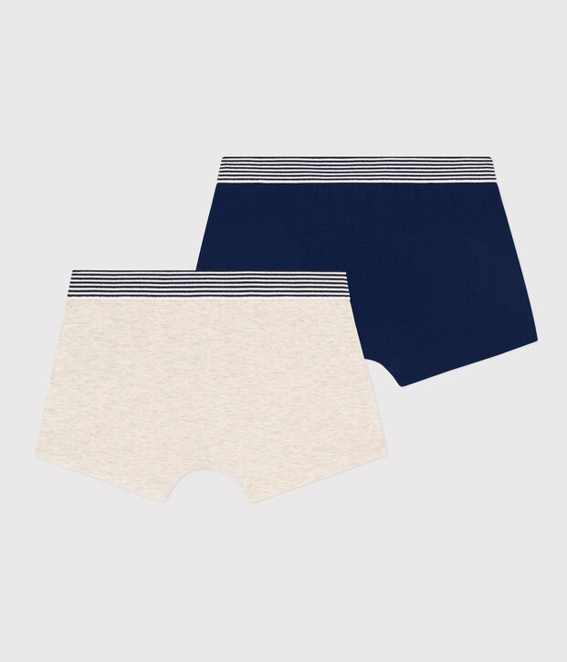 Set van 2 effen boxershorts voor jongens in katoen en elastaan multicouleur
