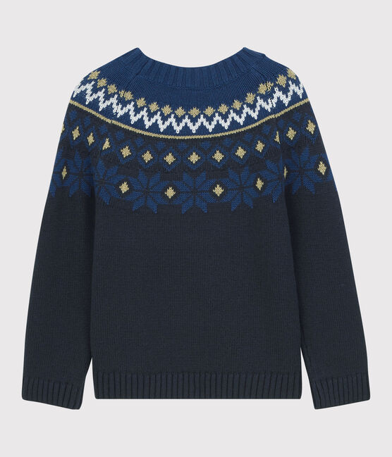 Jongens pull van wol en katoen blauw SMOKING/wit MULTICO