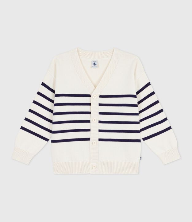 Katoenen kindercardigan met strepen blauw/blauw