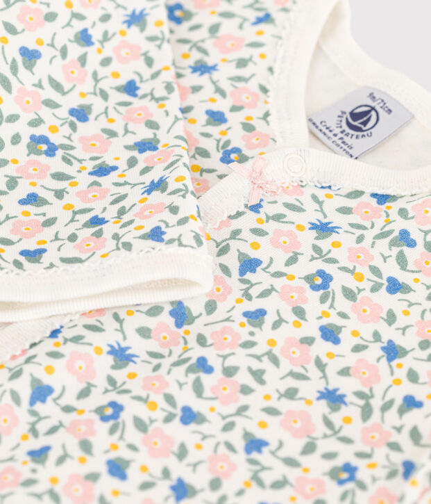 Dors-bien fleurs en tubique blanc/multicouleur