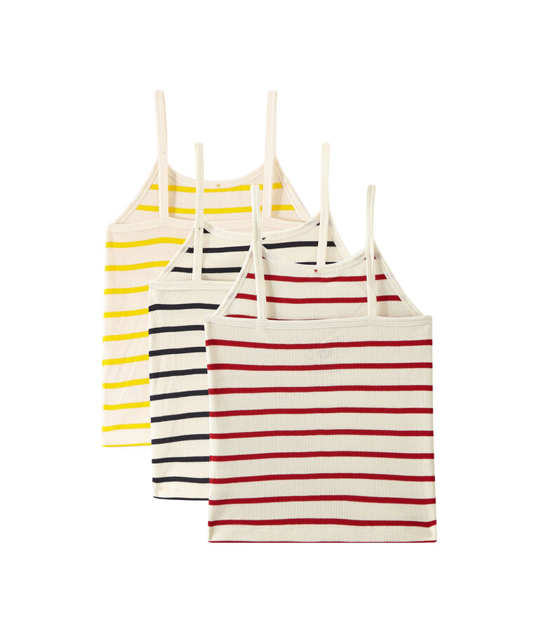 Set van 3 hemdjes met schouderbandjes meisje wit LOT