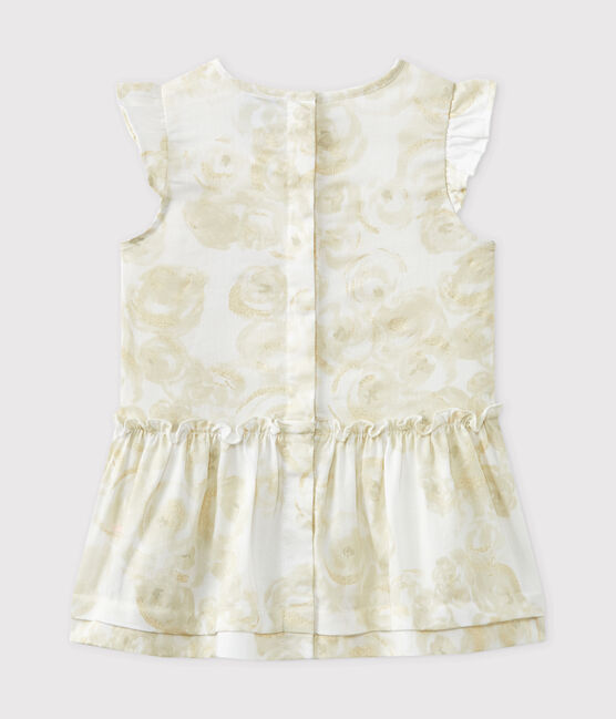 Robe bébé fille en satin imprimée blanc MARSHMALLOW/blanc MULTICO