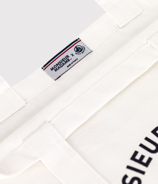 Katoenen totebag met Monsieur Madame-motief wit