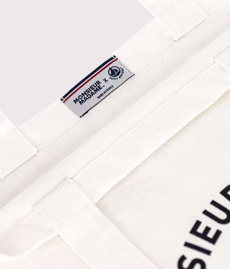 Tote bag Monsieur Madame en coton blanc