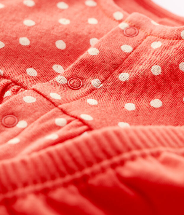 Leggingjurk met stippen van biologisch katoen oranje/wit