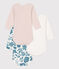 Set van 3 katoenen body's met lange mouwen met bloemenprint variante 1