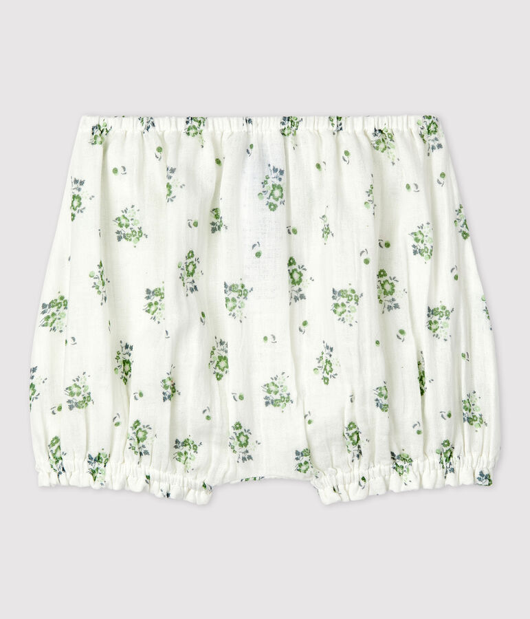 Culotte bloomer en gaze de coton bio b&eacute;b&eacute; blanc MARSHMALLOW/blanc MULTICO