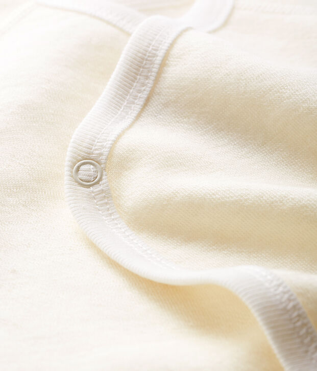 Body naissance manches longues b&eacute;b&eacute; en laine et coton blanc