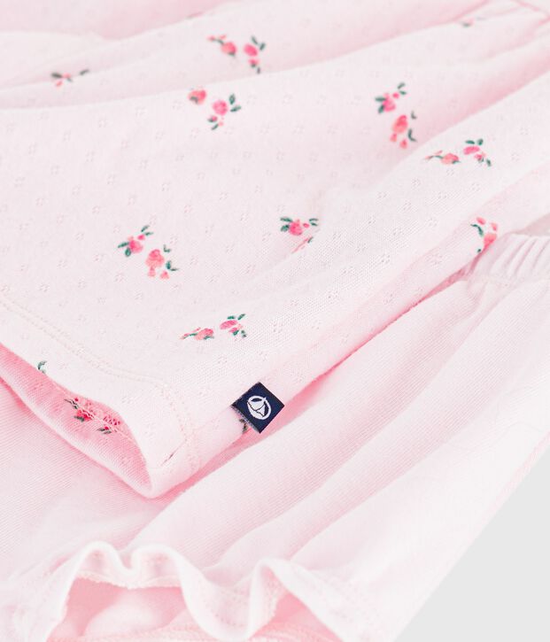 Katoenen babyjurkje met bloemenprint en pofbroekje roze/multicouleur