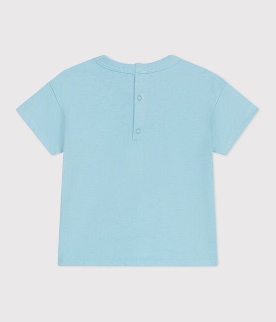Effen katoenen T-shirt met korte mouwen voor baby's blauw AQUATIC