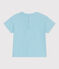 Effen katoenen T-shirt met korte mouwen voor baby's blauw AQUATIC