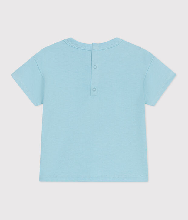 Tee-shirt b&eacute;b&eacute; en coton &agrave; manches courtes uni bleu
