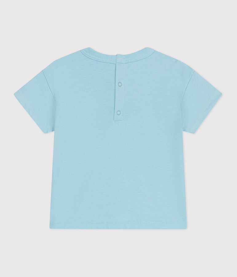 Effen katoenen T-shirt met korte mouwen voor baby's blauw
