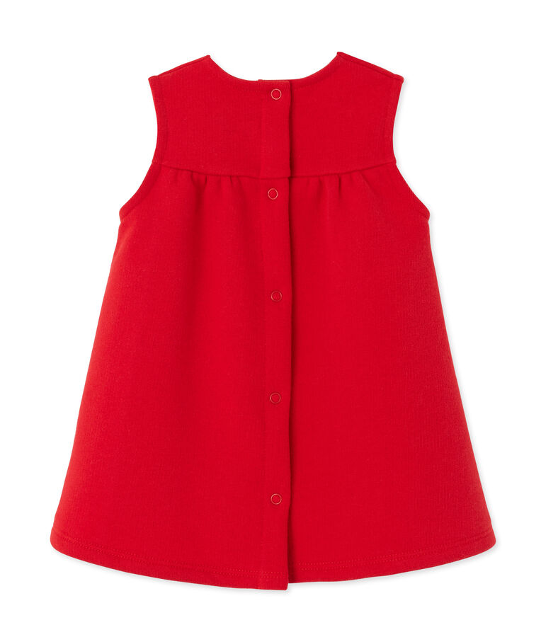 Robe b&eacute;b&eacute; fille en molleton brod&eacute; rouge