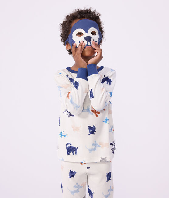 Pyjama déguisement enfant en coton imprimé chiens blanc MARSHMALLOW/blanc MULTICO