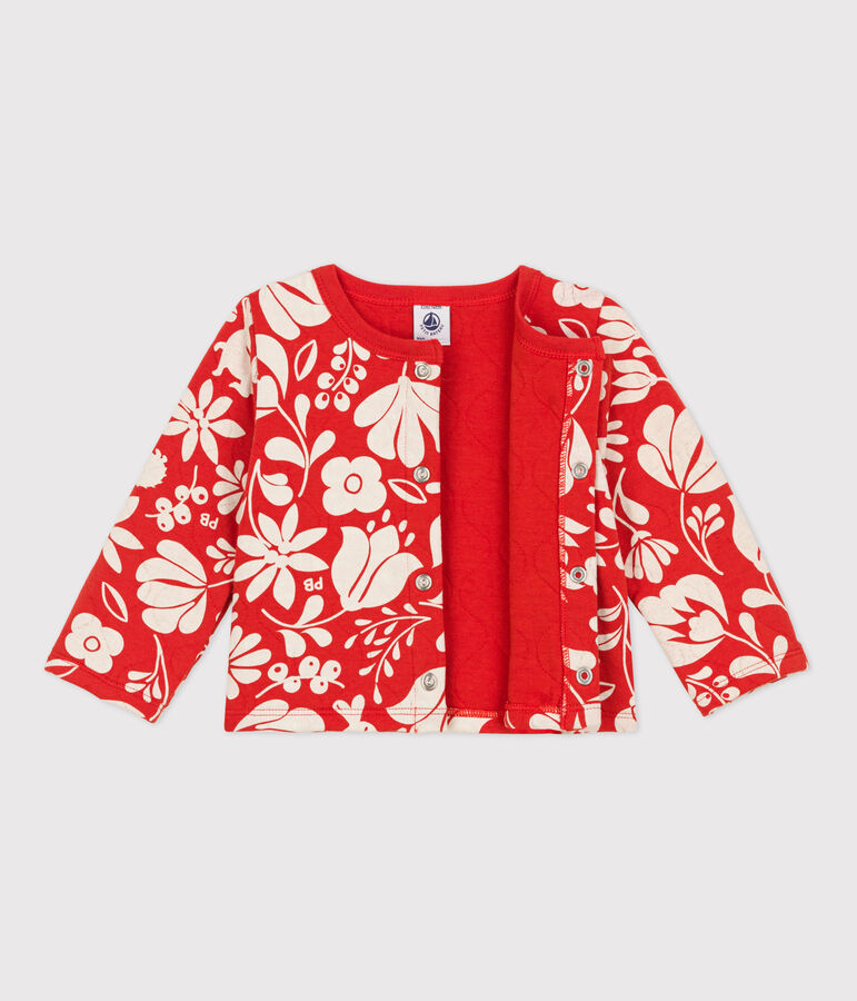 Vest in doorgestikte tubic met print voor baby's oranje/ecru