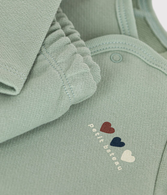 Tweedelige set van molton voor baby's groen HERBIER