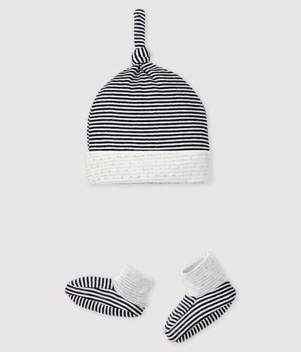 Set babymutsje en gestreepte babyslofjes van tubic multicouleur