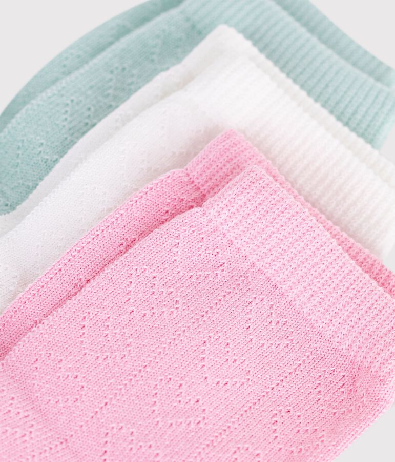 3 paires de chaussettes b&eacute;b&eacute; en coton ajour&eacute;s c&oelig;urs multicouleur