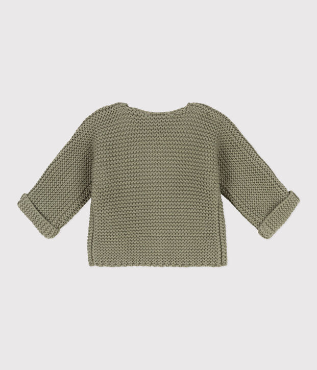 Gebreide uniseks babycardigan in ribbelsteek groen