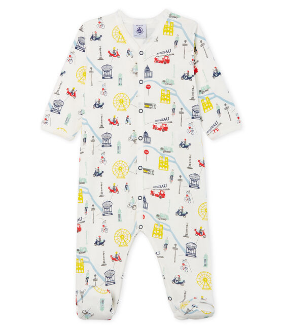 Slaappakje van ribstof babyjongen wit MARSHMALLOW/wit MULTICO