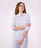 Pyjama boutonn&eacute; femme en coton imprim&eacute; &agrave; rayures et c&oelig;urs blanc/multicouleur