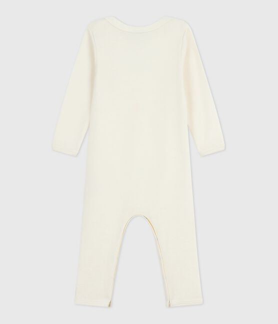 Babybody met lange pijpen in wol en katoen ECRU 08163