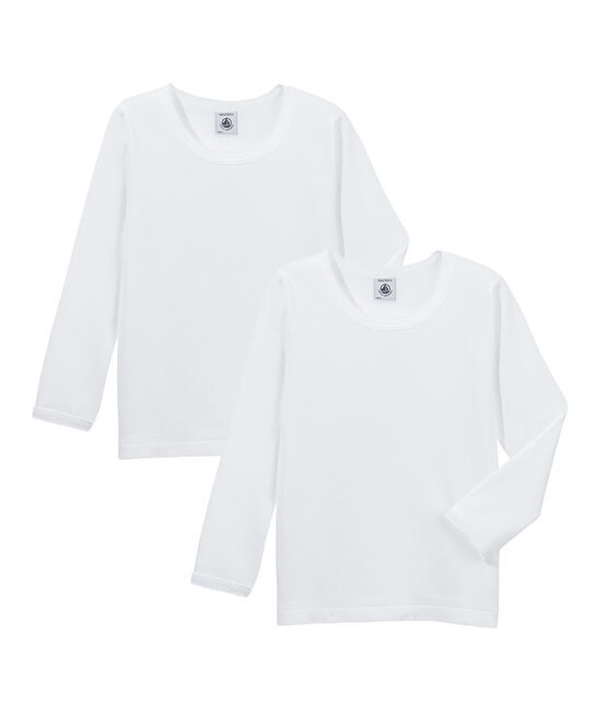 Duo T-shirts met lange mouwen meisjes wit LOT