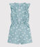 Combinaison enfant en coton sans manche fleurie bleu PAUL/blanc MARSHMALLOW