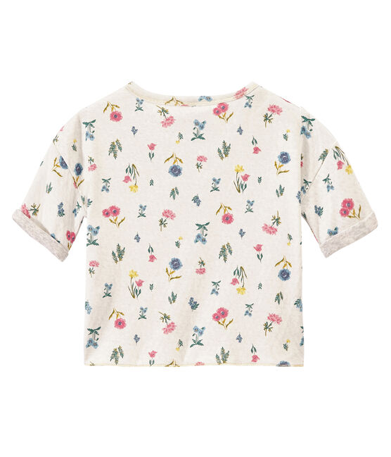 Meisjes-T-shirt in licht tubic met dessin wit MARSHMALLOW/wit MULTICO