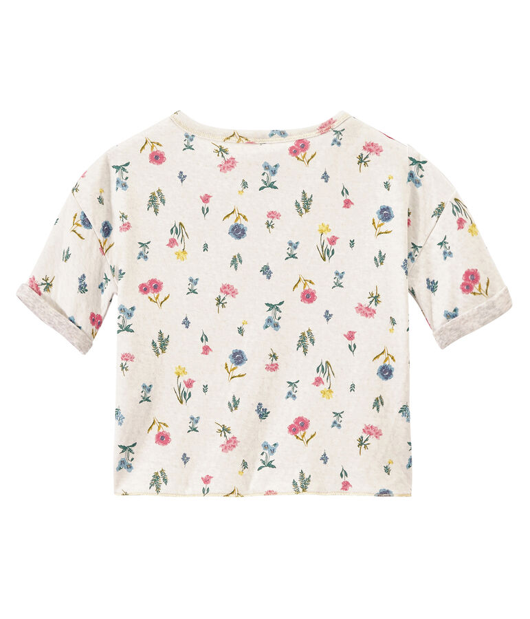 Meisjes-T-shirt in licht tubic met dessin wit/multicouleur