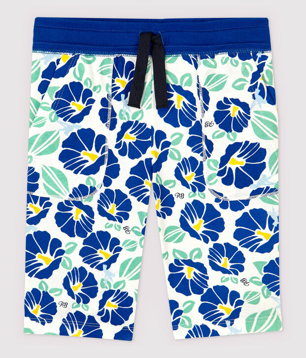 Katoenen bermuda voor jongens wit/multicouleur