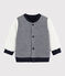 Omkeerbare cardigan babyjongen blauw SMOKING/wit MARSHMALLOW