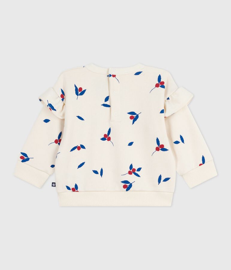 Sweatshirt b&eacute;b&eacute; en coton imprim&eacute; baies &agrave; volants &eacute;cru/multicouleur