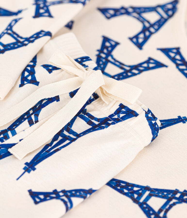 Korte pyjama Paris in katoen voor dames ecru/multicouleur