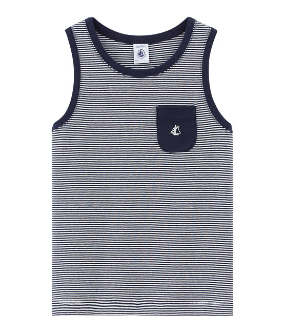 Tanktop voor jongens blauw SMOKING/wit MARSHMALLOW