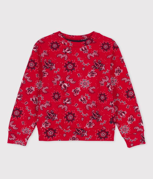 Sweater in molton voor meisjes rood/multicouleur