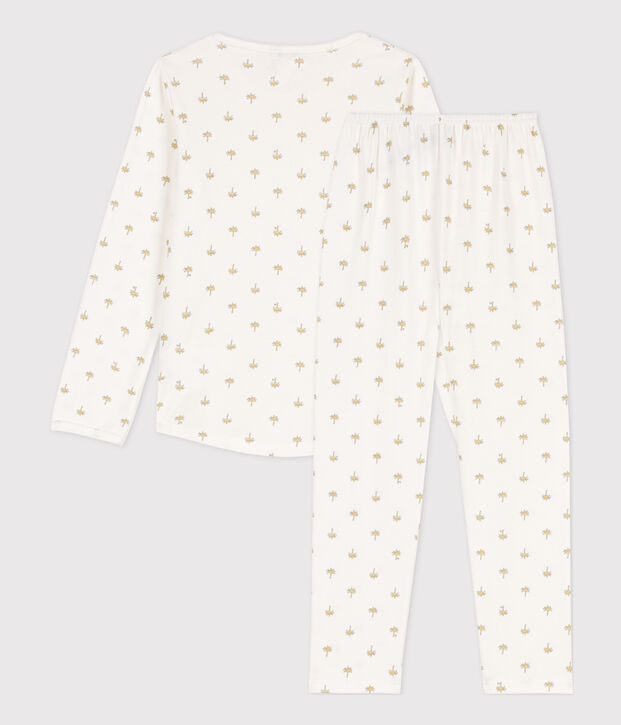 Pyjama palmiers en coton petite fille blanc/multicouleur
