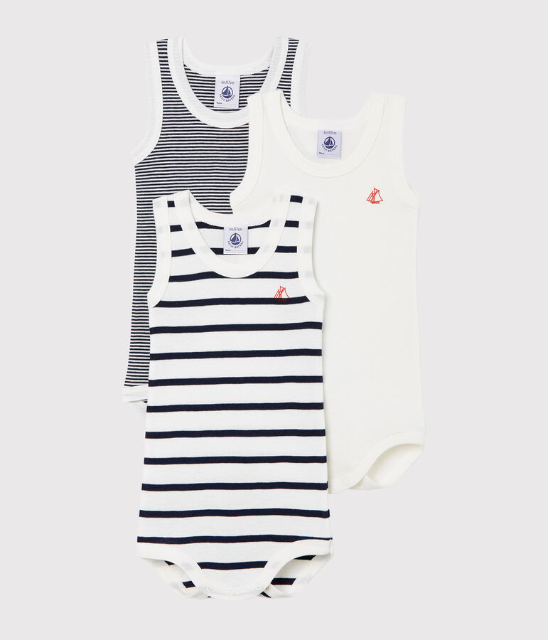 Trio de bodies sans manches b&eacute;b&eacute; mixte multicouleur