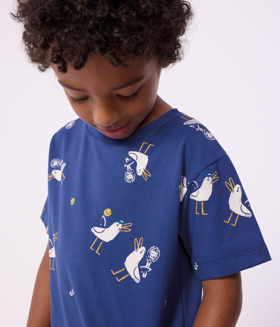 Tee-shirt enfant manches courtes en coton imprimé mouettes CREPUSCULE/ MULTICO