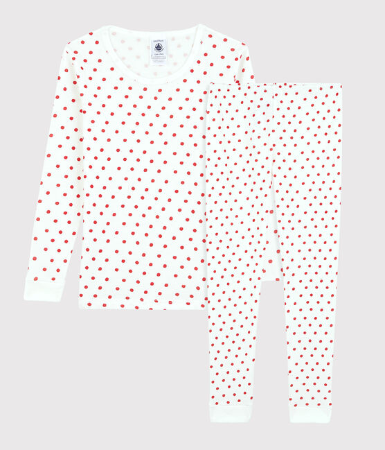 Pyjama snugfit Paris en coton enfant blanc MARSHMALLOW/rouge PEPS