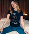 dames tee-shirtmet tekstopdruk blauw SMOKING