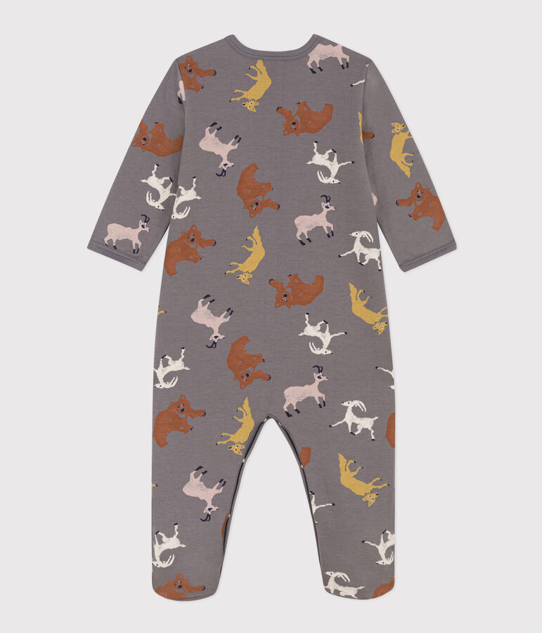 Babypyjama van molton met dierenprint grijs/multicouleur