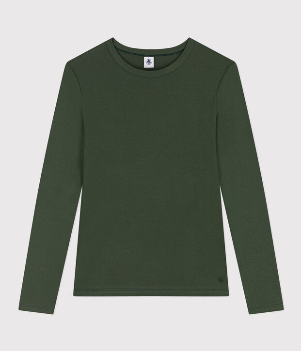 L'ICONIQUE, dames-T-shirt met ronde hals in katoen groen
