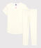 Pyjama à pois jaunes petite fille en coton blanc MARSHMALLOW/ SUNNY