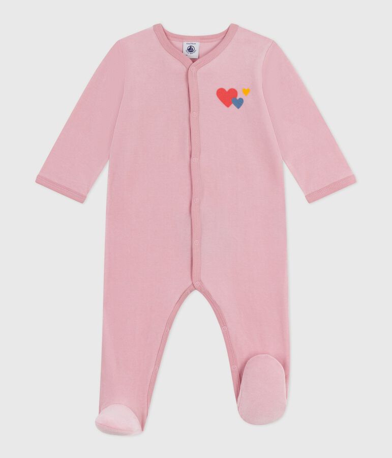 Effen fluwelen babypyjama roze